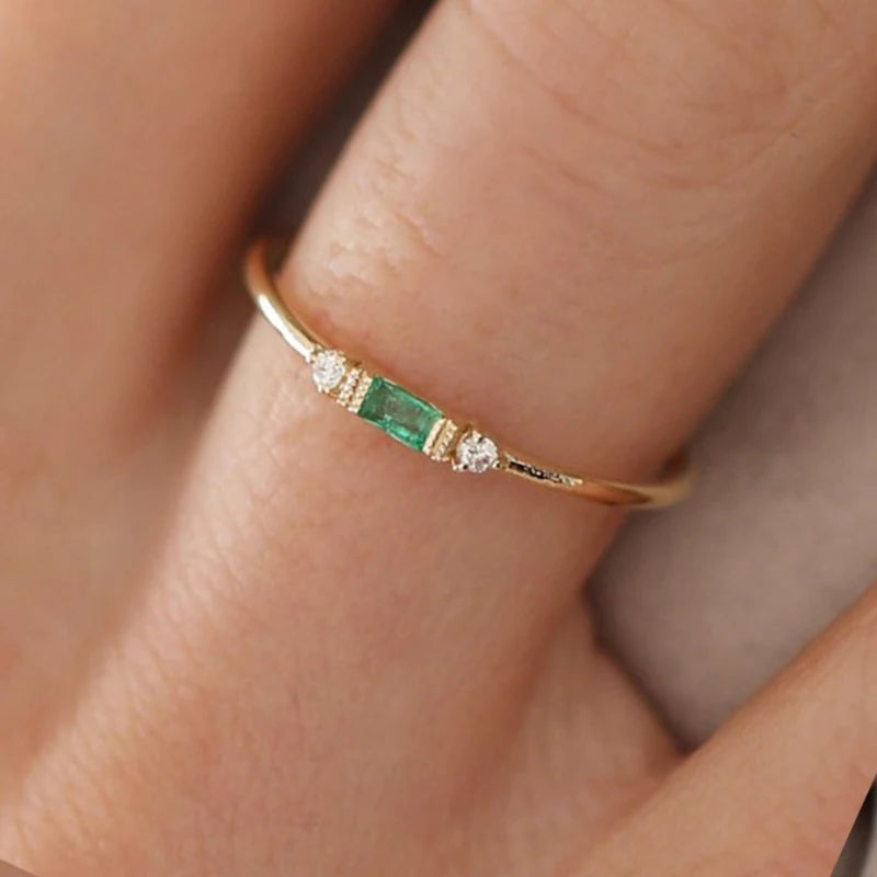 Thin Dainty Stacking Rings For Women Elegant Mini 3 Color Crystal Zircon Tiny Eternity Stacking Ring  Jewelry KCR065