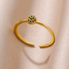 Tiny Green Zircon Round Rings For Women Geometric Stainless Steel Ring   Wedding Christmas Jewelry Gift
