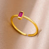 Tiny Green Zircon Round Rings For Women Geometric Stainless Steel Ring   Wedding Christmas Jewelry Gift