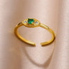 Tiny Green Zircon Round Rings For Women Geometric Stainless Steel Ring   Wedding Christmas Jewelry Gift
