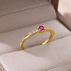 Tiny Green Zircon Round Rings For Women Geometric Stainless Steel Ring   Wedding Christmas Jewelry Gift