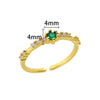 Tiny Green Zircon Round Rings For Women Geometric Stainless Steel Ring   Wedding Christmas Jewelry Gift