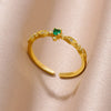 Tiny Green Zircon Round Rings For Women Geometric Stainless Steel Ring   Wedding Christmas Jewelry Gift