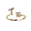 Tiny Initial Letter Rings For Women  A-Z Letter Adjustable Open Finger Ring Aesthetic Wedding Jewelry Gift bijoux femme