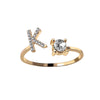 Tiny Initial Letter Rings For Women  A-Z Letter Adjustable Open Finger Ring Aesthetic Wedding Jewelry Gift bijoux femme
