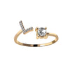 Tiny Initial Letter Rings For Women  A-Z Letter Adjustable Open Finger Ring Aesthetic Wedding Jewelry Gift bijoux femme