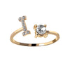 Tiny Initial Letter Rings For Women  A-Z Letter Adjustable Open Finger Ring Aesthetic Wedding Jewelry Gift bijoux femme