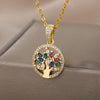 Tree of Life Necklace for Women Stainless Steel Long Chain Pendants Necklaces  Trend Choker Aesthetic Jewelry collares mujer