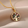 Tree of Life Necklace for Women Stainless Steel Long Chain Pendants Necklaces  Trend Choker Aesthetic Jewelry collares mujer