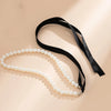 Trend Wedding Party Jewelry Long Black Ribbon Choker Necklace For Women Elegant White Imitation Pearl Beach Vacation Necklaces