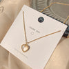 Trendy Heart Shaped Pendant Necklace Opal Chain Shiny Women  Temperament Jewelry Choker Necklace Wedding Jewelry Gifts