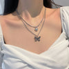 Trendy Hollow Love Heart Shaped Pendant Necklace Chain Shiny Women  Irregular Y2K Jewelry Silver Color Choker Jewelry Gift