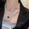 Trendy Hollow Love Heart Shaped Pendant Necklace Chain Shiny Women  Irregular Y2K Jewelry Silver Color Choker Jewelry Gift