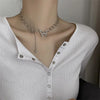 Trendy Hollow Love Heart Shaped Pendant Necklace Chain Shiny Women  Irregular Y2K Jewelry Silver Color Choker Jewelry Gift