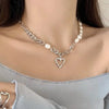 Trendy Hollow Love Heart Shaped Pendant Necklace Chain Shiny Women  Irregular Y2K Jewelry Silver Color Choker Jewelry Gift