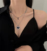 Trendy Hollow Love Heart Shaped Pendant Necklace Chain Shiny Women  Irregular Y2K Jewelry Silver Color Choker Jewelry Gift