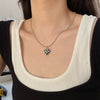 Trendy Hollow Love Heart Shaped Pendant Necklace Chain Shiny Women  Irregular Y2K Jewelry Silver Color Choker Jewelry Gift