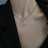 Trendy Hollow Love Heart Shaped Pendant Necklace Chain Shiny Women  Irregular Y2K Jewelry Silver Color Choker Jewelry Gift