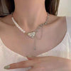 Trendy Hollow Love Heart Shaped Pendant Necklace Chain Shiny Women  Irregular Y2K Jewelry Silver Color Choker Jewelry Gift
