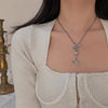 Trendy Hollow Love Heart Shaped Pendant Necklace Chain Shiny Women  Irregular Y2K Jewelry Silver Color Choker Jewelry Gift