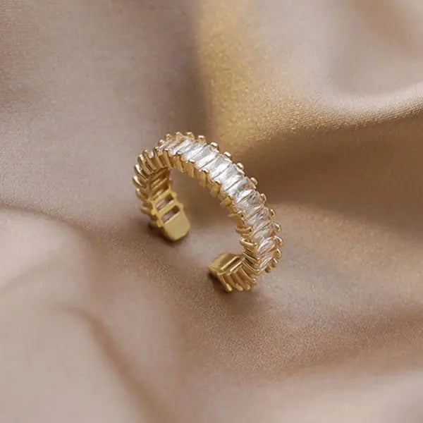 Trendy Minimalist Gold Color Cross Rings Geometric Double Layer Open Adjustable Finger Ring For Women Party Wedding Jewelry Gift