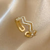 Trendy Minimalist Gold Color Cross Rings Geometric Double Layer Open Adjustable Finger Ring For Women Party Wedding Jewelry Gift
