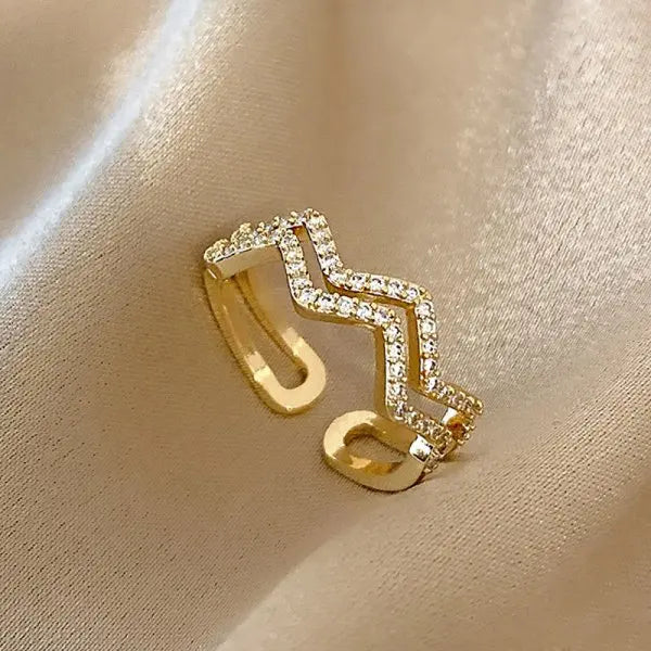 Trendy Minimalist Gold Color Cross Rings Geometric Double Layer Open Adjustable Finger Ring For Women Party Wedding Jewelry Gift
