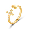 Trendy Minimalist Gold Color Cross Rings Geometric Double Layer Open Adjustable Finger Ring For Women Party Wedding Jewelry Gift