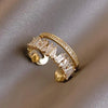 Trendy Minimalist Gold Color Cross Rings Geometric Double Layer Open Adjustable Finger Ring For Women Party Wedding Jewelry Gift