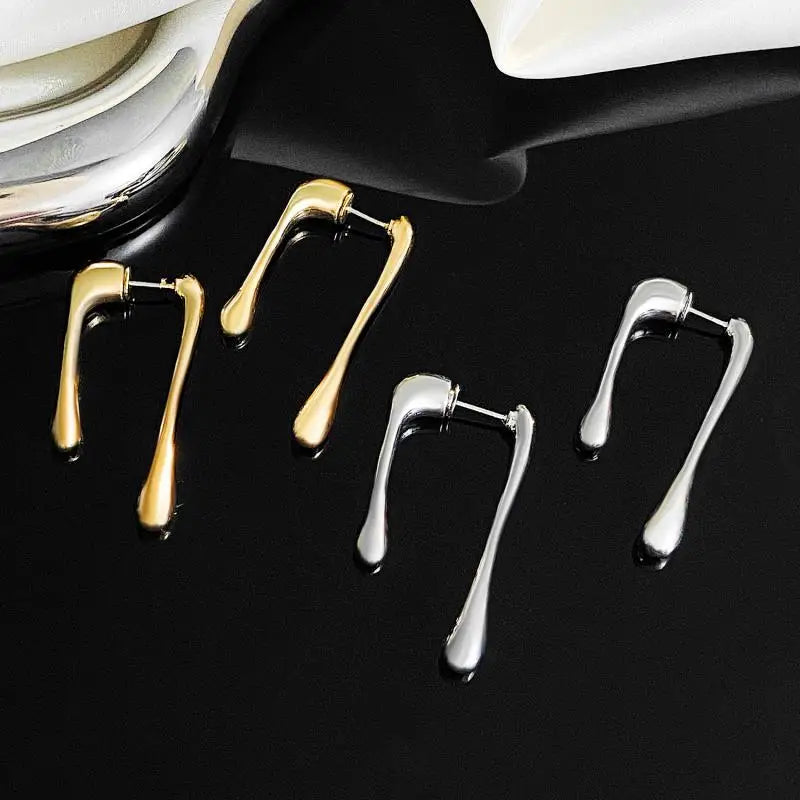 Trendy Modern Jewelry Irregular Line Water Drop Earrings Back Front Dangle Teardrop Earrings for Women Party Gifts