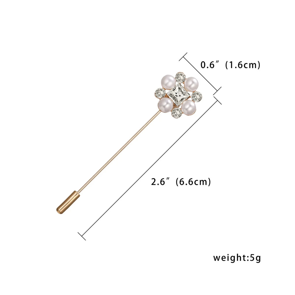 Trendy Opal Rhinestone Flower Long Needle Brooch For Women Vintage Butterfly Leaf Star Crown Lapel Pins Wedding Banquet Jewelry