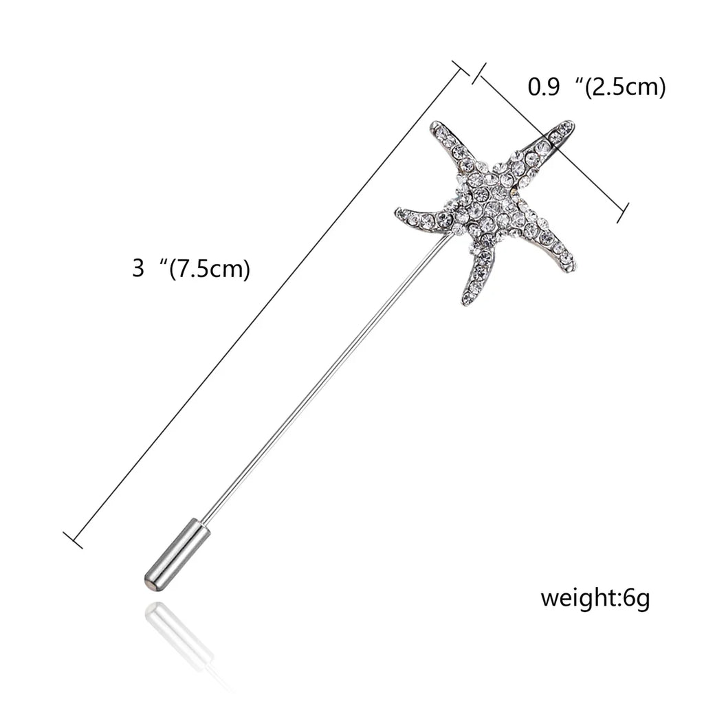 Trendy Opal Rhinestone Flower Long Needle Brooch For Women Vintage Butterfly Leaf Star Crown Lapel Pins Wedding Banquet Jewelry
