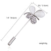 Trendy Opal Rhinestone Flower Long Needle Brooch For Women Vintage Butterfly Leaf Star Crown Lapel Pins Wedding Banquet Jewelry
