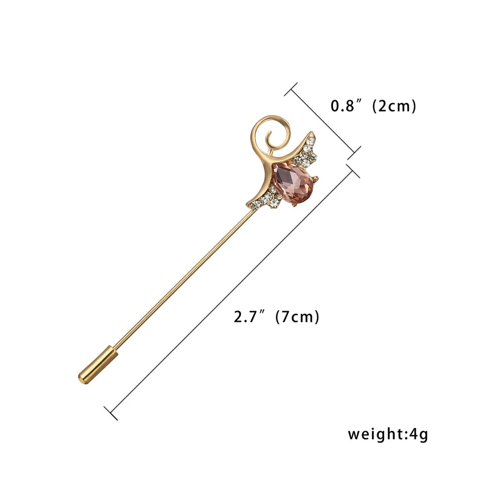 Trendy Opal Rhinestone Flower Long Needle Brooch For Women Vintage Butterfly Leaf Star Crown Lapel Pins Wedding Banquet Jewelry