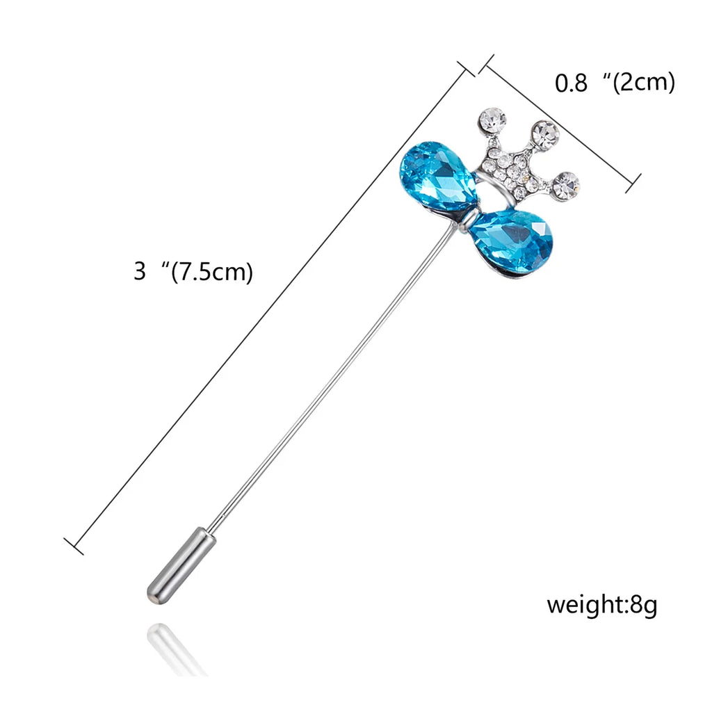 Trendy Opal Rhinestone Flower Long Needle Brooch For Women Vintage Butterfly Leaf Star Crown Lapel Pins Wedding Banquet Jewelry