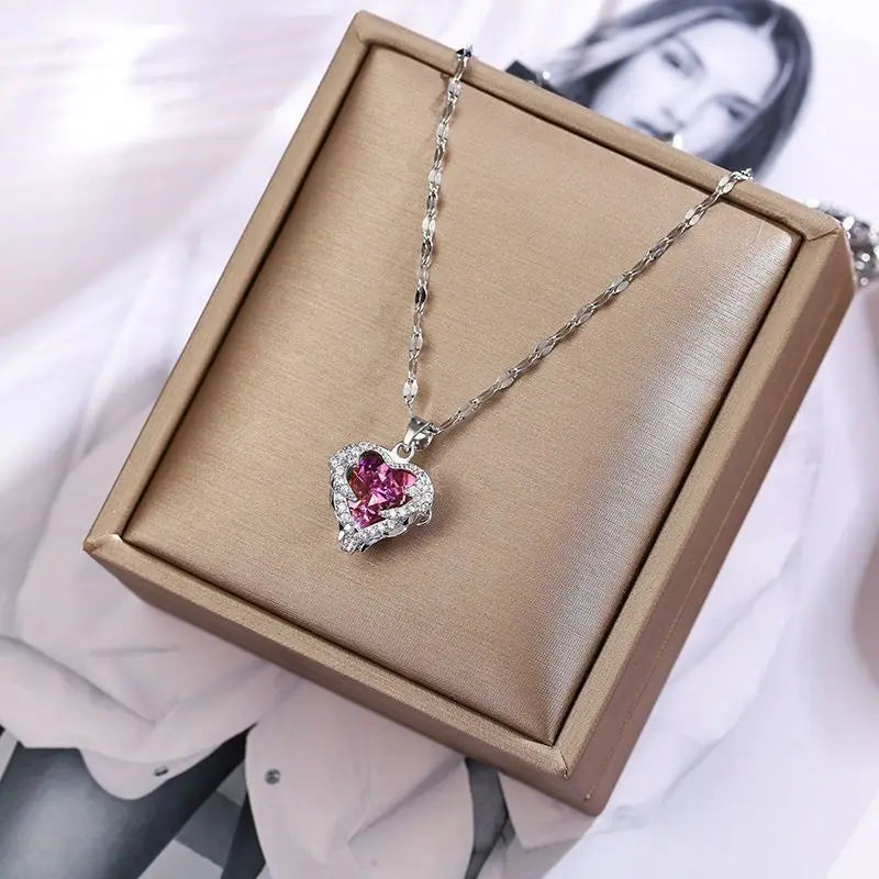 Trendy Sweet Sexy Gold Color Stainless Steel Necklaces For Women Korean  Female Pendant Clavicle Chain Jewelry