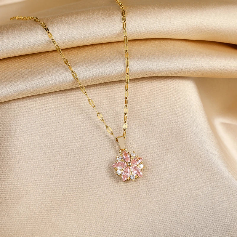 Trendy Sweet Sexy Gold Color Stainless Steel Necklaces For Women Korean  Female Pendant Clavicle Chain Jewelry