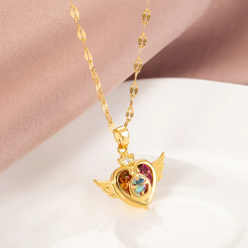 Trendy Sweet Sexy Gold Color Stainless Steel Necklaces For Women Korean  Female Pendant Clavicle Chain Jewelry