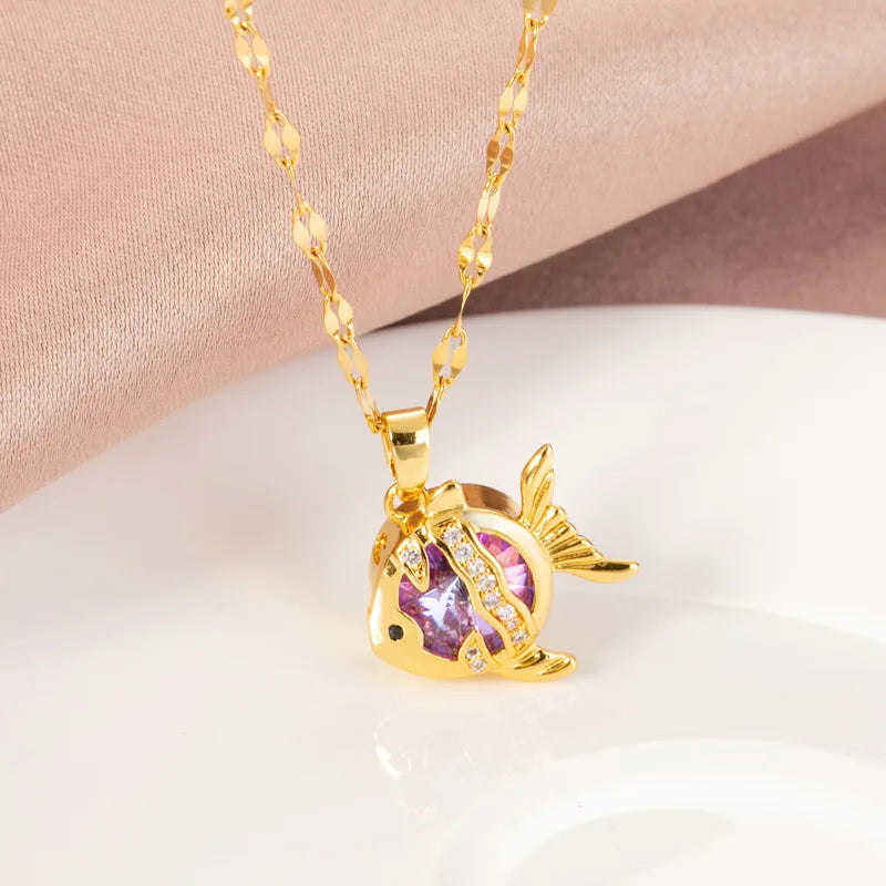 Trendy Sweet Sexy Gold Color Stainless Steel Necklaces For Women Korean  Female Pendant Clavicle Chain Jewelry