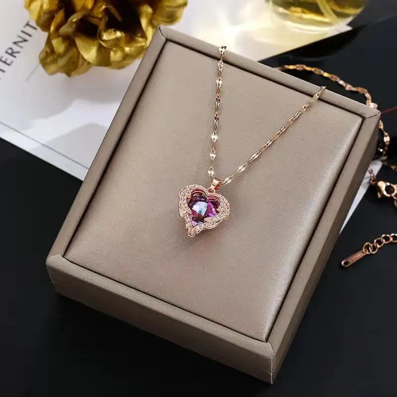 Trendy Sweet Sexy Gold Color Stainless Steel Necklaces For Women Korean  Female Pendant Clavicle Chain Jewelry