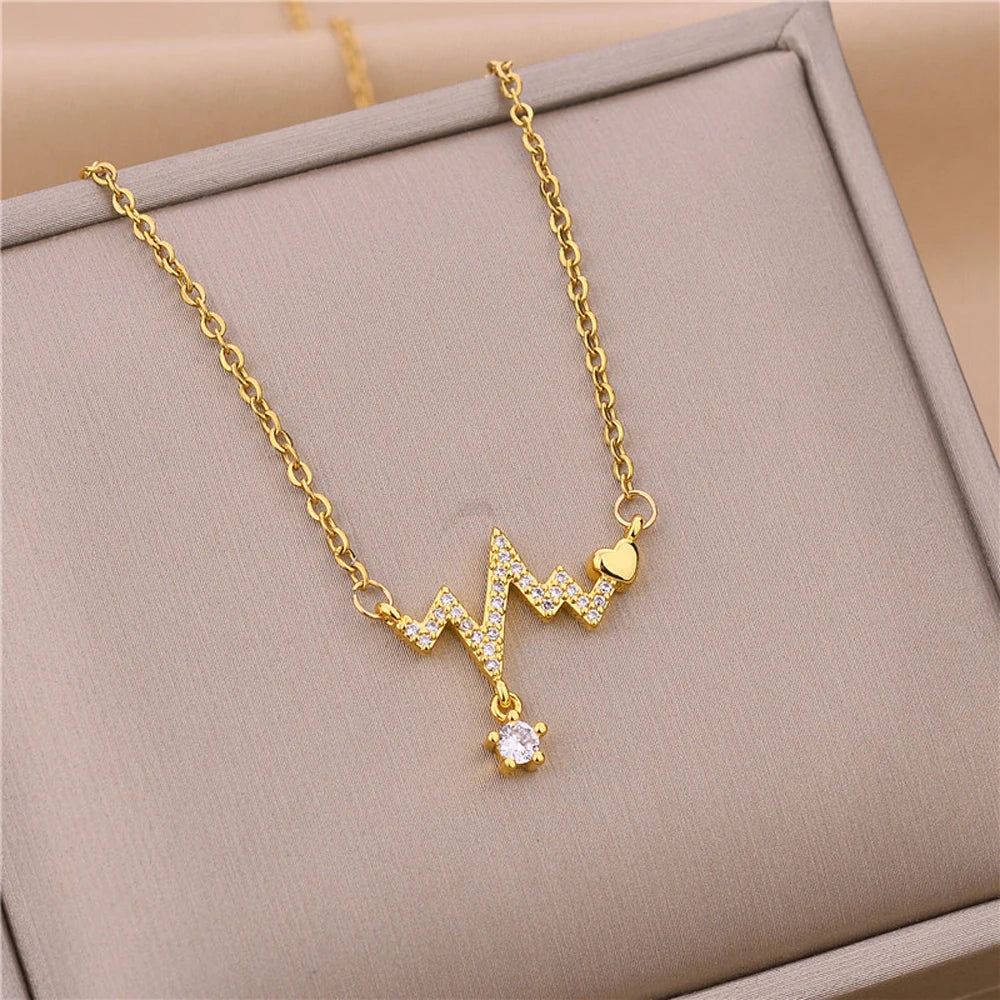 Trendy Sweet Sexy Gold Color Stainless Steel Necklaces For Women Korean  Female Pendant Clavicle Chain Jewelry