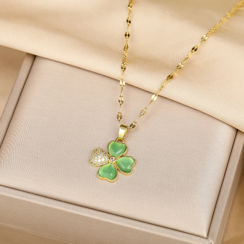 Trendy Sweet Sexy Gold Color Stainless Steel Necklaces For Women Korean  Female Pendant Clavicle Chain Jewelry
