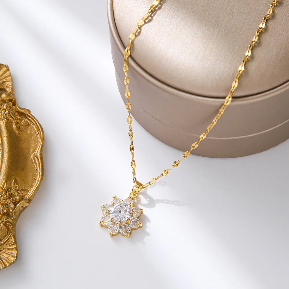 Trendy Sweet Sexy Gold Color Stainless Steel Necklaces For Women Korean  Female Pendant Clavicle Chain Jewelry