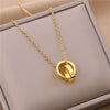 Trendy Sweet Sexy Gold Color Stainless Steel Necklaces For Women Korean  Female Pendant Clavicle Chain Jewelry