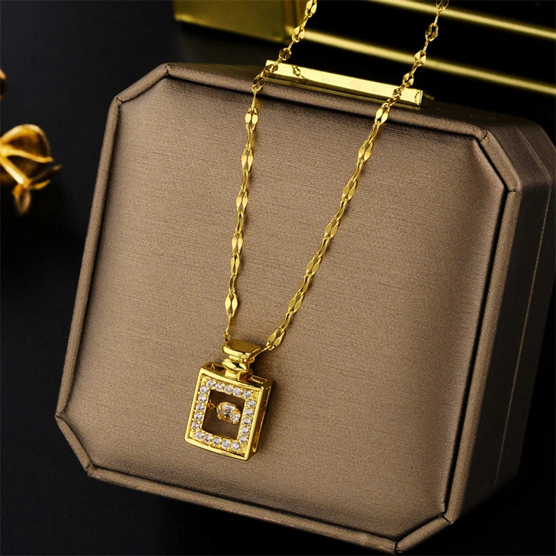 Trendy Sweet Sexy Gold Color Stainless Steel Necklaces For Women Korean  Female Pendant Clavicle Chain Jewelry
