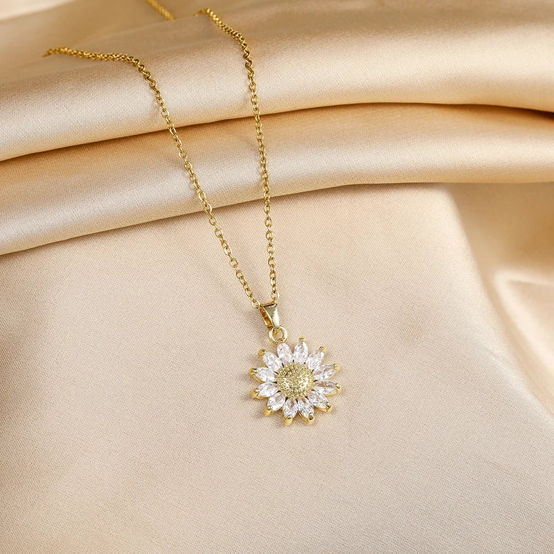 Trendy Sweet Sexy Gold Color Stainless Steel Necklaces For Women Korean  Female Pendant Clavicle Chain Jewelry