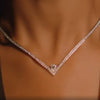 Stonefans V Shape Rhinestone Neckalce Choker Wedding for Women Statement Zircon Water Drop Tennis Chain Necklace Party Jewelry