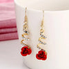 Christmas Red Zircon Crystal Bow Stud Earrings For Women Heart Shape Bowknot Christmas Earring Year Festival Jewelry - Image 8
