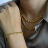 Nuoya Stainless Steel Gold Plated Rope Chain Necklace Width 2/3/5mm Twisted Chain Gold Color Necklace for Men Women Jewelry - Image 6