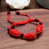 Charm Red Rose Bracelet For Women Handmade Lacquer Carved Cinnabar Flower Adjustable Rope Beaded Bracelet Ethnic Accessories - Image 6